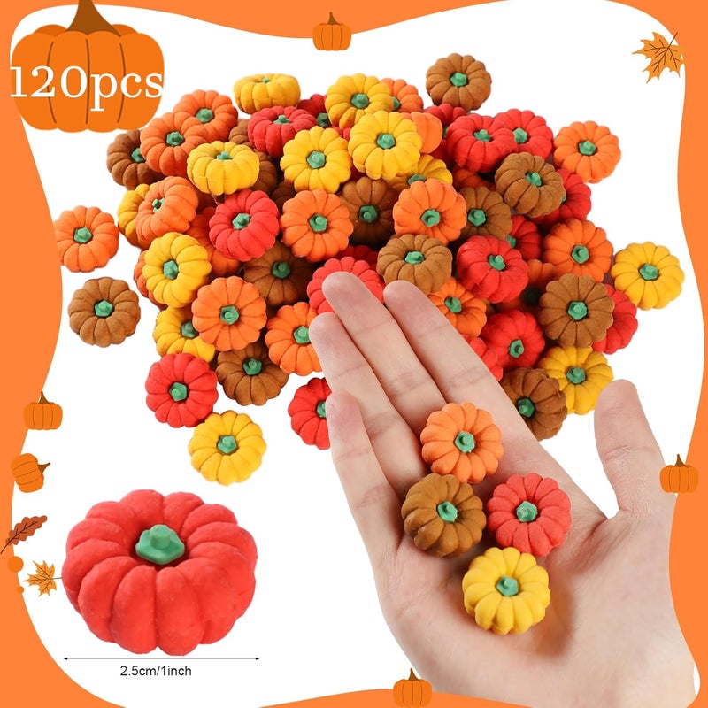 OZIO 120Pcs 3D Pumpkin Erasers Bulk, Halloween Fall Mini Erasers for Student Classroom Prizes, Game Reward,Treasure Box,Trick or Treats, Goody Bag Filler,Party Favors (120PCS) - Image 2